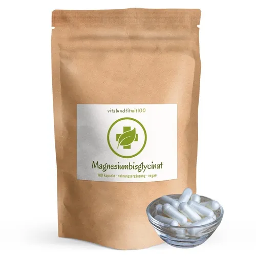 Magnesiumbisglycinat - 180 vegane Kapseln - Deutsche Herstellung