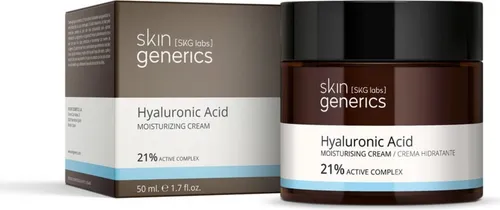 Skin Generics Hyaluronsäure Feuchtigkeitscreme 21 % 50 ml - Gesichtscreme mit 21 % Hyaluronsäure für intensive Feuchtigkeit, ideal für trockene und empfindliche Haut. Schützt die Hautbarriere und sorgt für einen strahlenden Teint.