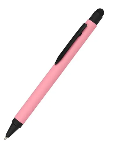 𝗢𝗡𝗟𝗜𝗡𝗘 Kugelschreiber Alu Stylus Rose, Druckkugelschreiber aus Aluminium, auswechselbare Großraum-Mine, Schreibfarbe blau, mit Softtouch Feeling, Stift mit Touchpen, 1 Stück