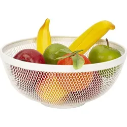 Moderner Obstkorb Früchtekorb Obstschale aus Metall weiß 26x12 cm