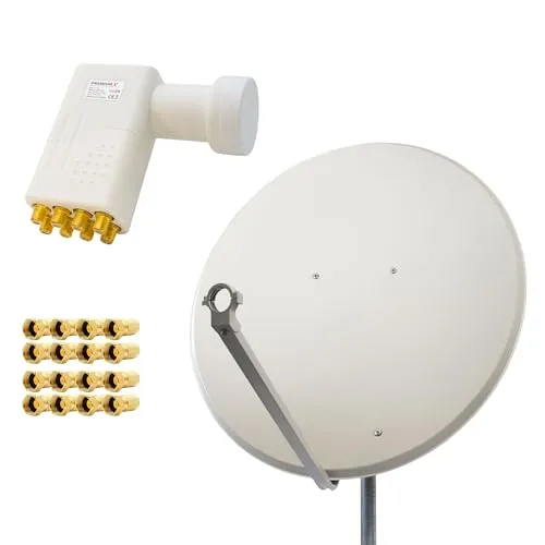 Premium X Satelliten-Komplettanlage 100cm - SAT-Antenne für bis zu 8 Teilnehmer, einfache Installation und hohe Signalqualität dank 8-fach LNB mit nur 0,1 dB Rauschmaß - ideal für UHD und HD+ Empfang.
