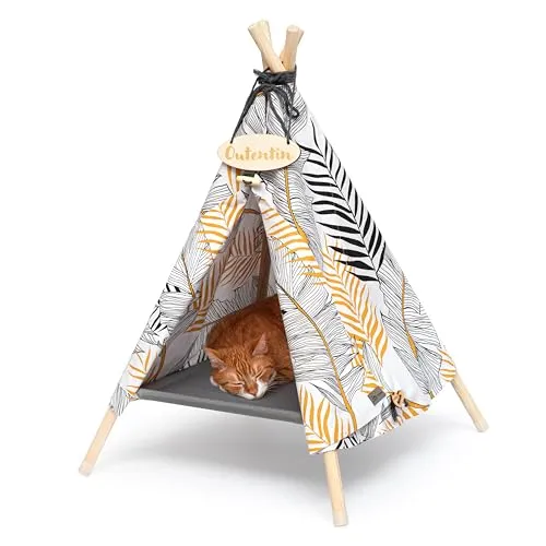 Outentin Hundehöhle für kleine Hunde und Katzen – Modisches Indoor Tipi in verschiedenen Mustern - Stylische Hundehöhle aus FSC-zertifiziertem Holz und OEKO-TEX Polyester. Einfach zu reinigen und ideal für den Rückzugsort Ihres Haustiers. Erhältlich in zahlreichen Designs, die sich harmonisch in Ihr Zuhause einfügen.