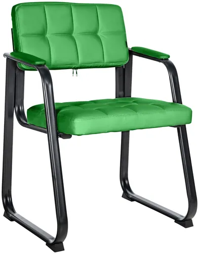 CLP Stuhl Canada I Polsterstuhl in Grün - Bürostuhl mit hohem Sitzkomfort dank Polsterung, ideal für Konferenzen oder Zuhause. Pflegeleicht und modernes Design mit Kunstleder-Bezug.