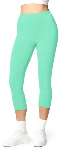 Ladeheid Damen 3/4 Leggings aus Baumwolle LA40-132 (Minze, L)
