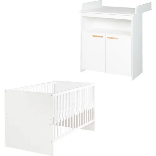roba® Babymöbel-Set Anton 2-teilig - Babymöbel-Sets mit modernem, zeitlosem Design, inklusive Gitterbett 70 x 140 cm und Wickelkommode in weiß, ideal für eine stilvolle und praktische Kinderzimmergestaltung.