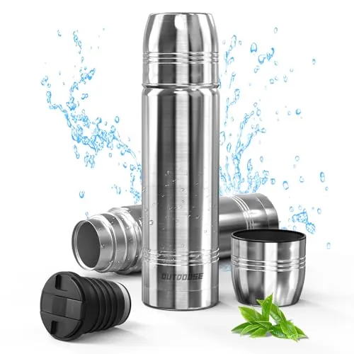 Thermoskanne,Thermosflasche 100% Auslaufsicherer-750ML，500ML，350ML Edelstahl Trinkflasche Isolierte Wasserflasche, Doppelwandig, BPA-Frei, Kohlensäure geeignet Isolierflasche für Sport, Outdoor（750ML）