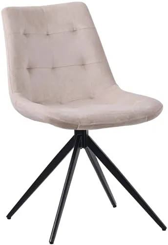 CLP Esszimmerstuhl Merna I Schwenkbarer Küchenstuhl in Creme - Bürostühle: Bequemer Polsterstuhl mit schwenkbarer Funktion und modernem Design, perfekt für Esszimmer und Wohnzimmer. Belastbar bis 120 kg und bodenschonend.