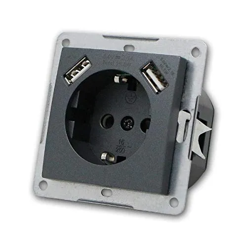 McPower FLAIR Schutzkontakt-Steckdose mit 2x USB-Buchsen, Anthrazit