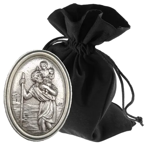 Christophorus Auto Plakette Magnet Metall gesegnet 4,8×2,8cm Made in Italy Oval