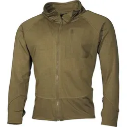 MFH US Unterziehjacke Tactical - Coyote Tan - Funktionsjacke für kaltes Wetter, hoch atmungsaktiv und schnelltrocknend. Ideal als Basisschicht beim Wandern, Jagd oder Paintball.