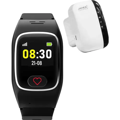 James B8 Notrufuhr Locator - GPS-Tracking & SOS-Notruf - Innovative Notrufuhr mit GPS-Standortverfolgung, Sturzerkennung und 24/7 Alarmzentrale. Inklusive Premium Bundle für umfassende Sicherheit zu Hause und unterwegs.