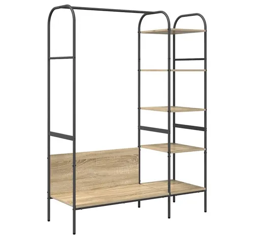 vidaXL Kleiderständer mit Regalen Sonoma Eiche 120x44x160 cm - Stylisches Regal für Schlafzimmer, bietet viel Stauraum mit 5 Regalen und eleganter Sonoma Eichenoptik. Ideal für moderne und rustikale Räume, perfekt zur Aufbewahrung von Kleidung und Accessoires.