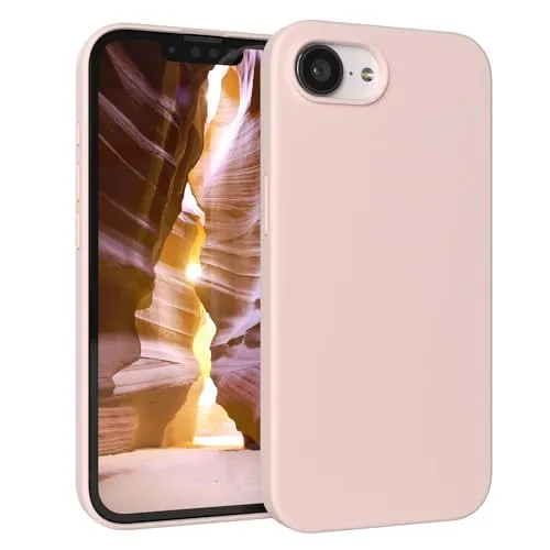 EAZY CASE Premium Silikon Hülle für iPhone 16e - Handyhülle, Stoßfest, Schutzhülle mit Kameraschutz, Kratzfester weicher Mikrofaser-Innenfutter, Slim Liquid Silikon Cover Case Bumper - Altrosa Rosa