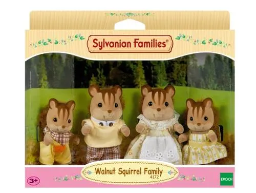 Sylvanian Families L4172 Walnuss Eichhörnchen Familie - Bewegliche Tierfiguren für Puppenhaus, kreatives Spielzeug für Kinder ab 3 Jahren
