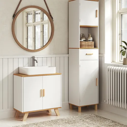 EUGAD Waschbeckenunterschrank Weiß