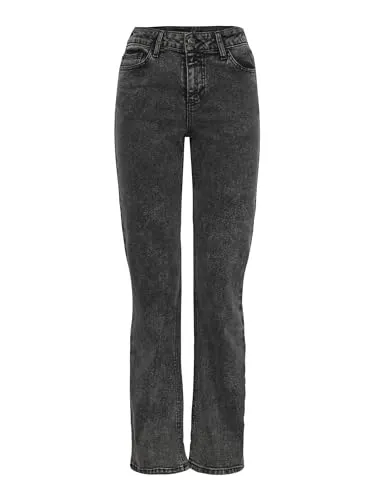 pieces Regular-fit-Jeans Kelly - Hochwertige High Waist Jeans - Jeans in grau mit recyceltem Baumwollanteil, ideal für nachhaltige Mode. Bequeme Regular-Fit Passform und perfekt für jeden Anlass.