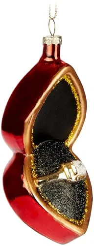 BRUBAKER Antragsring - Handbemalte Weihnachtskugel aus Glas - 13 cm Baumkugel Antrag Hochzeit - Ring in roter Box - Anhänger für Verlobte und Ehepaare - Mundgeblasener Christbaumschmuck
