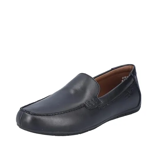 Rieker Herren Slipper Mokassin 09557, Schwarz, Größe 46 EU - Herren-Slipper aus hochwertigem Leder-Synthetik-Mix, mit Komfortweite und herausnehmbarer Innensohle für optimalen Tragekomfort. Ideal für Freizeit und Büro!