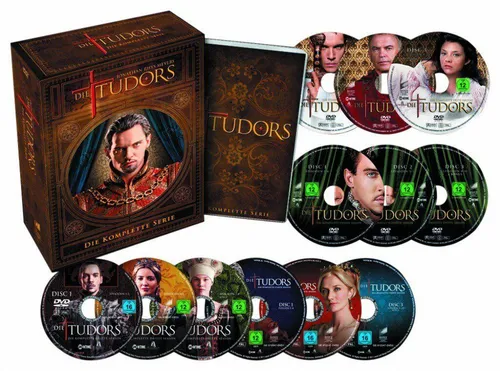 Die Tudors - die komplette Serie [13 DVDs] - DVD-Box mit der kompletten Serie, fesselnde historische Dramen über das Leben von Heinrich VIII. und seine Frauen.