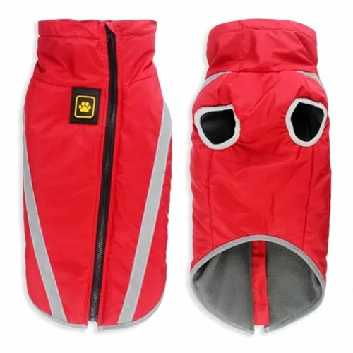 Hundejacke XL in Rot – Wasserabweisend und Sichtbar