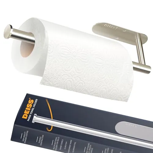 Deiss Pro Papierhandtuchhalter – Unterschrank, Wandhalterung oder Arbeitsplatte – Rostbeständiger Edelstahl, Einhandreiß-Design, platzsparender Papierhandtuchspender, Handtuchhalter für die Küche