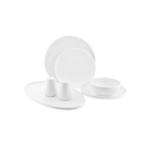 Teiliges Tafelservice in Weiß für 6 Personen aus Porzellan - Komplett-Service mit 27 Teilen, elegantes Design in Weiß, ideal für festliche Anlässe und alltägliche Mahlzeiten.