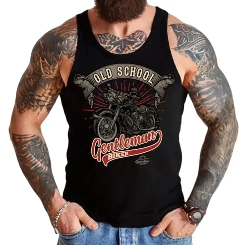 Herren Tank-Top Muskel-Shirt für Motorradfahrer und Biker: Oldschool Gentleman