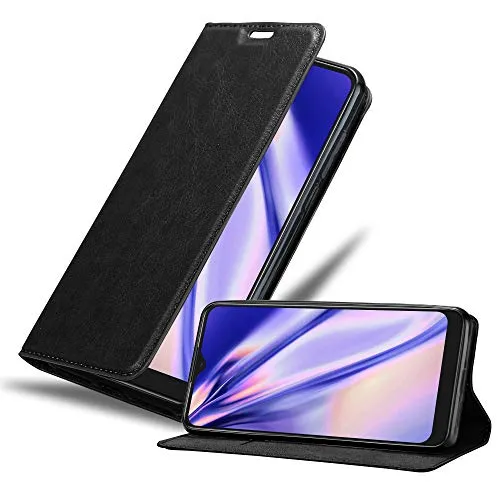 Cadorabo Hülle kompatibel mit Alcatel 1S 2020 aus Premium Kunst Leder Flip Klappbare Stoßfeste Magnetische [Standfunktion] [Kartenfächern] Cover Hülle für Alcatel 1S 2020 Tasche in Schwarz