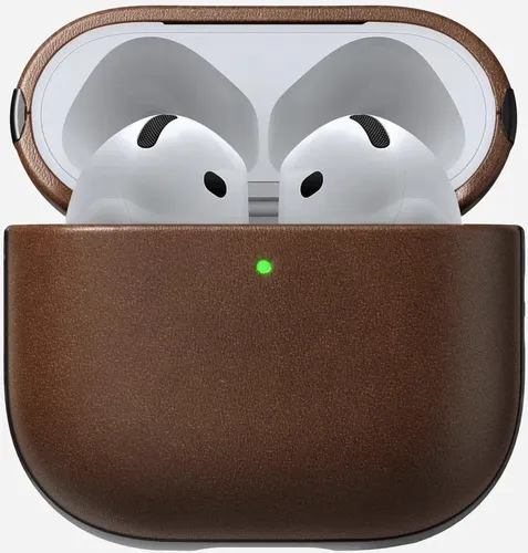Nomad Modern Leather Case für Airpods 4 - Braun - Audio-Zubehör, stilvolle und schützende Lederhülle für Airpods 4, ideal für eleganten Schutz und Langlebigkeit.