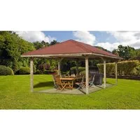 Weka Pavillon Gartenoase 651 B Gr.3 Sparset 433 cm x 778 cm - Gartenlauben & Holz-Pavillons mit stabilen 19 mm Massivholzdach, ideal zum Entspannen und Schutz vor Sonne. Robustes, kesseldruckimprägniertes Holz für Witterungsbeständigkeit.