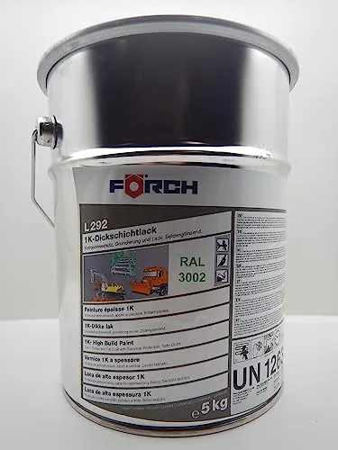 Förch 4 in 1 RAL 3002 KARMINROT ROT DICKSCHICHTLACK LACK EIMER PINSELN 5L