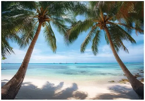 WallArena Vlies Fototapete Strand und Meer 400x280 cm, mehrfarbig,Wallarena