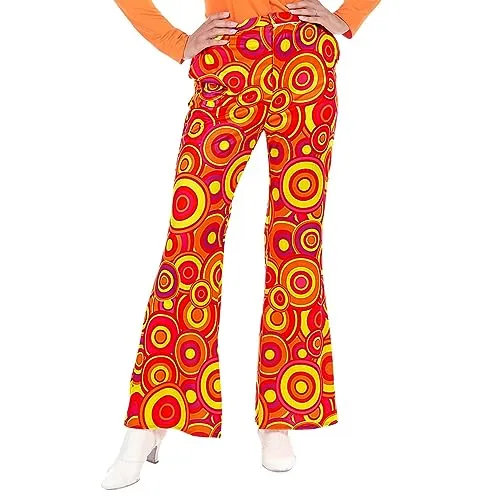 W WIDMANN MILANO Damen Schlaghose 70er Jahre im Retro Look - Bunte Schlaghose im 70er Jahre Stil: Ideal für Karneval, Festivals und Retro-Partys. Die weite Form sorgt für eine schwungvolle Silhouette und lässt sich vielseitig kombinieren.
