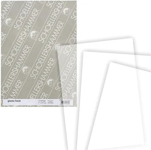 SCHOELLERSHAMMER Transparentpapier glama basic 110 g/qm, 250 Blatt - Hochwertiges Pergamentpapier aus Deutschland, ideal für kreative Projekte und professionelle Drucke.