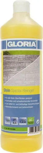 Gloria Haus und Garten Stein Spezial-Reiniger 1l - Kraftvoller Steinreiniger für alle Stein-Oberflächen im Außenbereich. Das 1l Konzentrat löst mühelos öl- und fetthaltige Verschmutzungen und ist biologisch abbaubar. Ideal für große Flächen bis 250 m².