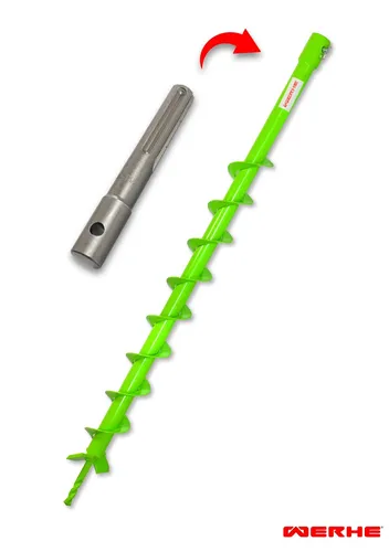 WERHE Erdbohrer für bohrmaschine mit SDS Max adapter ⌀50 mm, 80cm länge