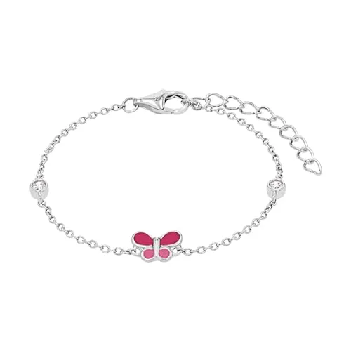 Prinzessin Lillifee Armband 925 Sterling Silber - Armband für Mädchen aus 925 Sterling Silber mit funkelndem Schmetterling-Motiv, ideal als Geschenk in einer Schmuckbox, für Kinder ab 3 Jahren.