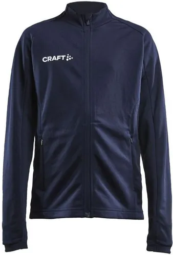 Craft Trainingshandschuhe Evolve Full Zip JR 146/152 - Funktionsjacke aus 100% recyceltem Polyester, ideal für aktive Kinder in der Größe 146/152, in stylischem Navy.