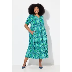 Ulla Popken Damen Plus Size Maxikleid mit Zipper - Freizeitkleid für Damen, modischer Tunika-Ausschnitt und bequeme A-Linie, ideal für entspannte Tage dank weichem Baumwolljersey und praktischen Nahttaschen.