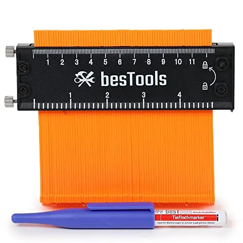 bestTools Konturenlehre 12,5cm mit Feststeller | Präzise Messung & Feineinstellung | Inklusive Tieflochmarker | Robuster Aluminiumkern & ABS-Kunststoff-Lamellen | Vielseitige Anwendung