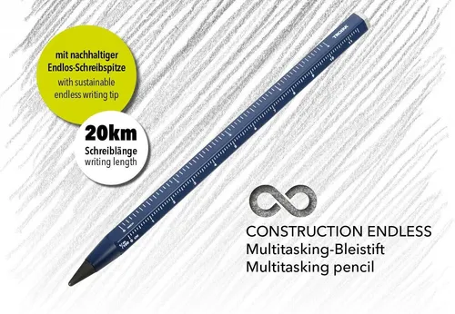 Construction Endless Bleistift Blau radierbar unzerbrechlich 20km HB
