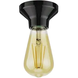 ledscom.de LED Deckenleuchte Elektra Porzellan schwarz, inkl. LED Vintage gold max. 814lm extra-warmweiß 3-Stufen Dimmen