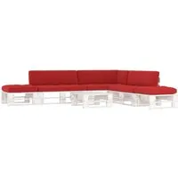 vidaXL 6-tlg. Paletten-Lounge-Set aus imprägniertem Kiefernholz - Weiß - Genießen Sie entspannte Stunden im Freien mit diesem stilvollen Lounge-Set aus kesseldruckimprägniertem Kiefernholz. Robuste Bauweise und minimaler Pflegeaufwand machen es ideal für Garten oder Terrasse.