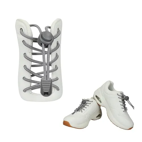 kwmobile 2X Schnürsenkel mit Schnellverschluss - Schuhbänder mit Schnellschnürsystem - 120cm Schnürband mit Stopper Grau