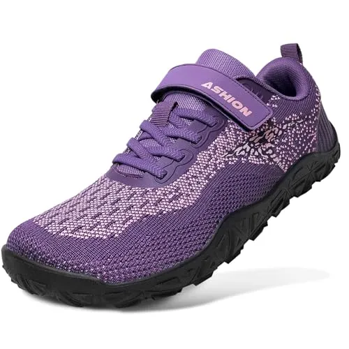 ASHION Kinder Sneaker Jungen Mädchen Wanderschuhe Leicht Turnschuhe Outdoor Trekkingschuhe,Violett,33 EU