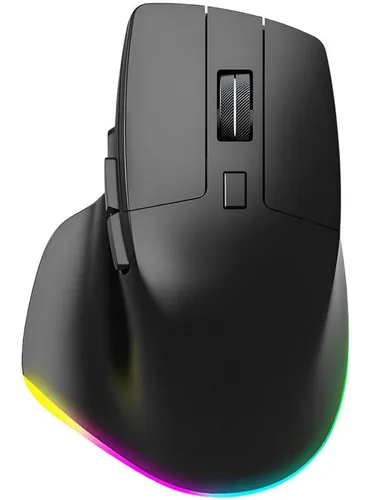 S&T Design RGB Gaming Maus Kabellos Wireless Schwarz - Ergonomische kabellose Gaming-Maus mit 2400 DPI für präzise Bewegungen. 7 RGB-Beleuchtungsmodi und USB-C-Anschluss sorgen für flexiblen Einsatz, ideal für Gaming und Büroarbeiten.