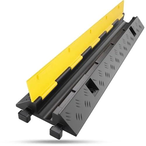 Kanal Kabelbrücke mit Deckel überfahrbar Stolperschutz Rampe Brücke Protektor 10 t Tragkraft Gummi schwarz 1