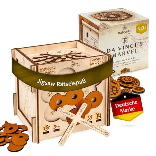 INSCAPE Da Vinci's Marvel - Rätselbox Holz - Puzzleboxen - Entdecke die Schatzkammer von Da Vinci mit dieser kreativen 3D Rätselbox, ideal für spannende Escape Room Erlebnisse zu Hause!