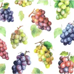 Home Fashion, Wine Grapes, Lunch-Servietten aufgefaltetes Maß 33 cm x 33 cm, im Viertelfalz, 20 Stück pro Pack