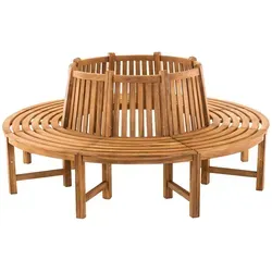 TPFGarden Baumbank Nova (mit 360-Grad Sitzfläche), Teak-Holz Garten Baumbank Sitzbank massiv 200 cm braun 200 cm x 89.5 cm x 200 cm